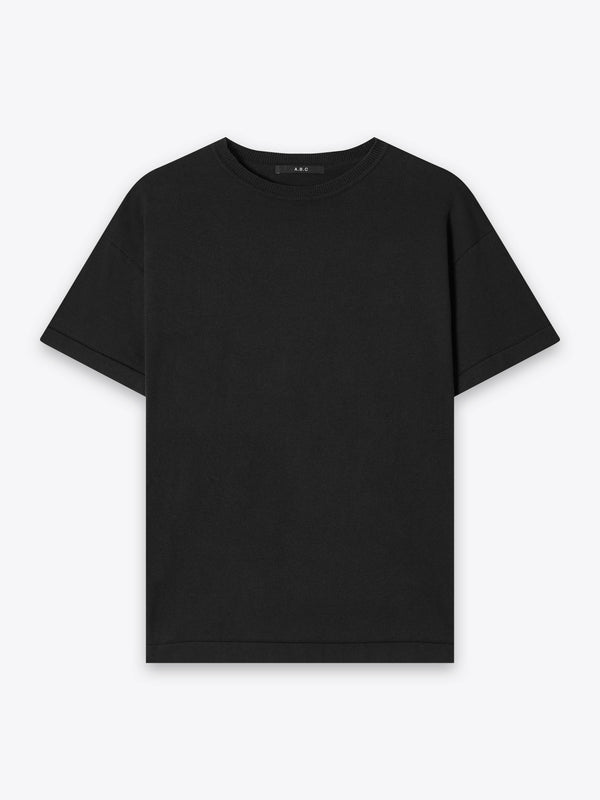 A Brand Collective Kyneton Short Sleeve Knit Tee in black made of 100% Good Earth Cotton.