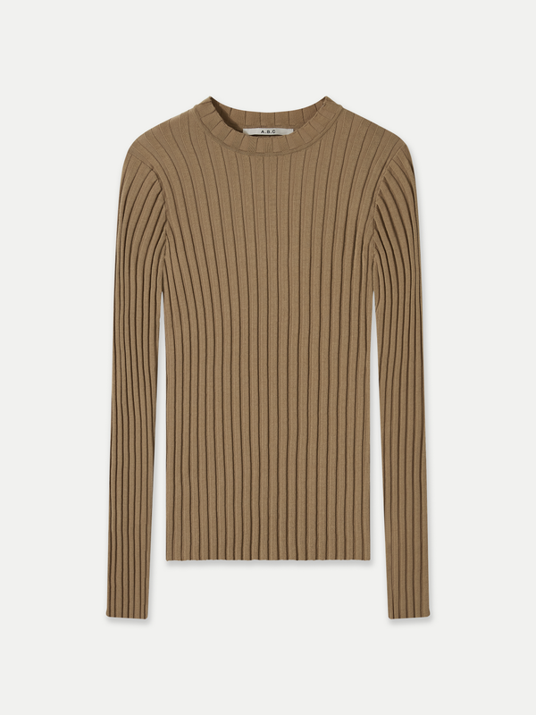 NEWPORT WIDE RIB CREW NECK LONG SLEEVE KNIT TOP