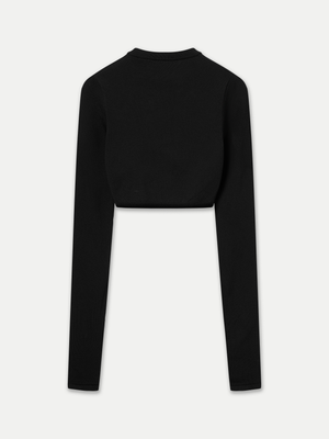 ALMA LONG SLEEVE  CROP CREWNECK KNIT TOP - A Brand Collective