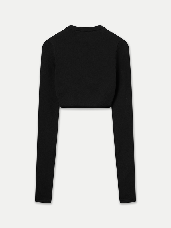 ALMA LONG SLEEVE  CROP CREWNECK KNIT TOP