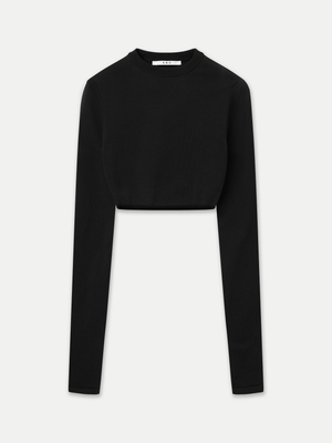 ALMA LONG SLEEVE  CROP CREWNECK KNIT TOP - A Brand Collective