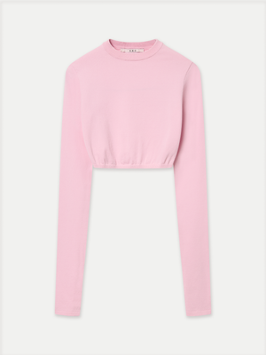 ALMA LONG SLEEVE  CROP CREWNECK KNIT TOP - A Brand Collective