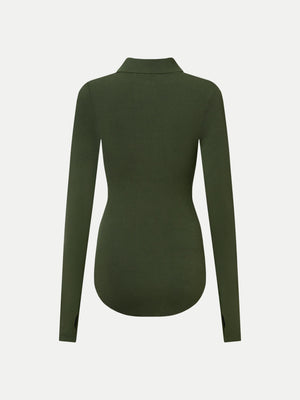 ALMA COLLARED POLO LONG SLEEVE BODYSUIT - A Brand Collective