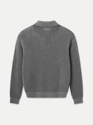 NOOSA OPEN KNIT LONG SLEEVE POLO - A Brand Collective