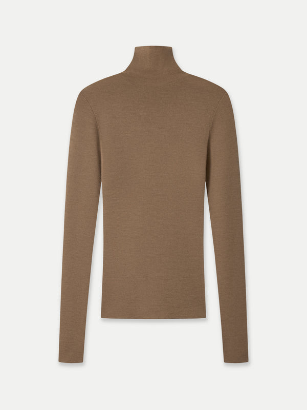 MONA FULL NEEDLE RIB MERINO WOOL TURTLE NECK SWEATER - A Brand Collective