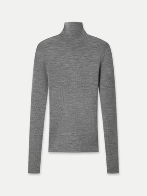 MONA FULL NEEDLE RIB MERINO WOOL TURTLE NECK SWEATER - A Brand Collective