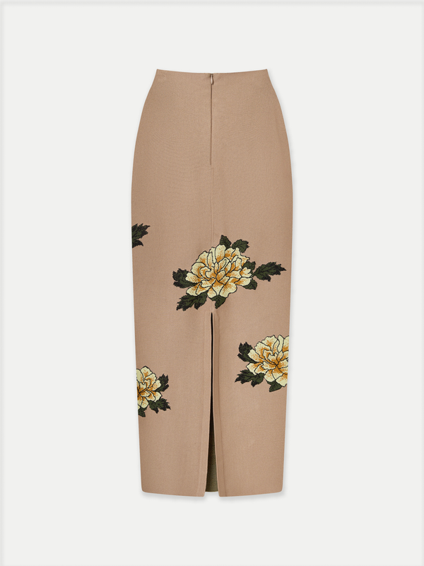 FLORAL JACQUARD KNITTED PENCIL SKIRT Back