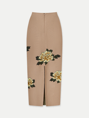 FLORAL JACQUARD KNITTED PENCIL SKIRT Back