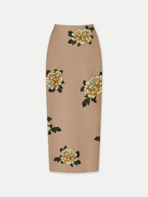 FLORAL JACQUARD KNITTED PENCIL SKIRT Front