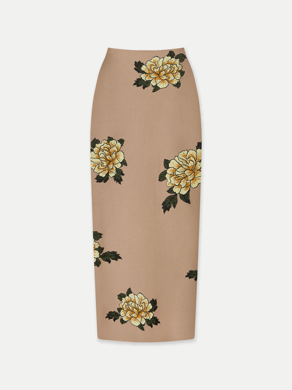 FLORAL JACQUARD KNITTED PENCIL SKIRT Front
