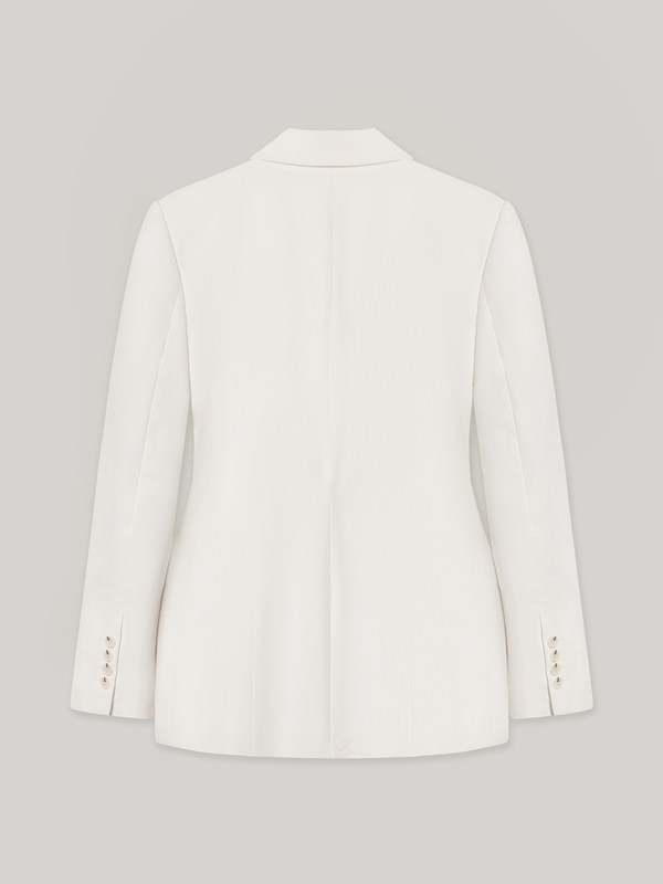 Chatswood Tapered Waist Double Breasted Jacket made of a blend of viscose and linen. 