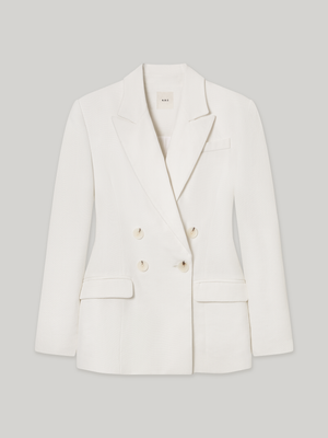 Chatswood Tapered Waist Double Breasted Jacket made of a blend of viscose and linen. 