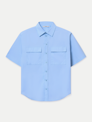 Designed for a relaxed fit, it features a classic point collar, a neat front button placket and double flap chest pockets. Wear it tucked in for a polished finish or left out for an effortlessly casual look.