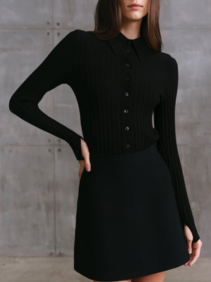 NEWPORT WIDE RIB BUTTON UP LONG SLEEVES KNIT SHIRT