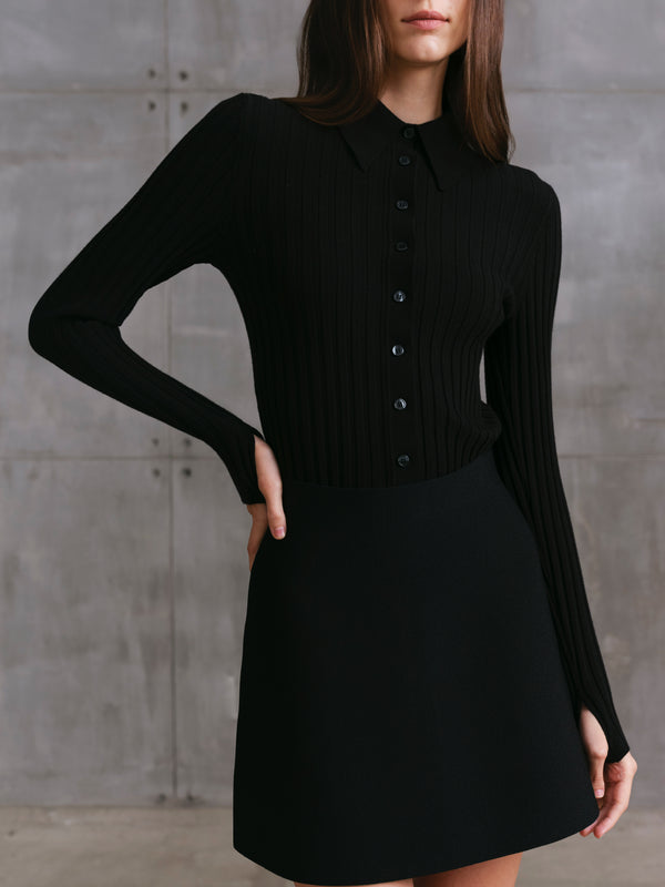 NEWPORT WIDE RIB BUTTON UP LONG SLEEVES KNIT SHIRT