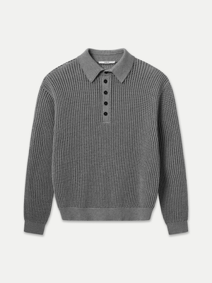 Noosa Open Knit Long Sleeve Polo made of 100% Good Earth Cotton