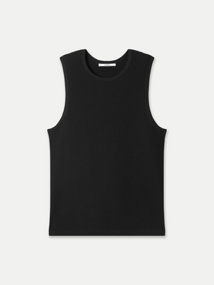 Black Windsor Waffle Knit Tank Top A.B.C A BRAND COLLECTIVE featuring durable waffle knit construction.
