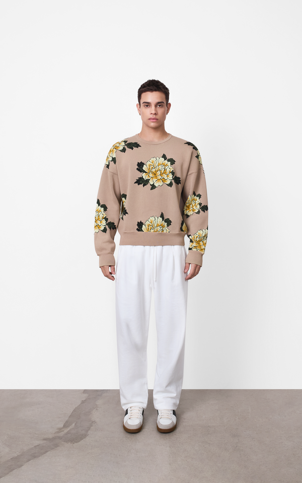 SORRENTO FLORAL JACQUARD CREWNECK SWEATER - A Brand Collective