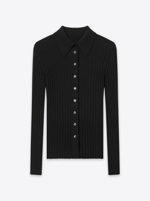 A Brand Collective Newport Button Up Long Sleeve Knit Shirt in black made of 100% Good Earth Cotton.