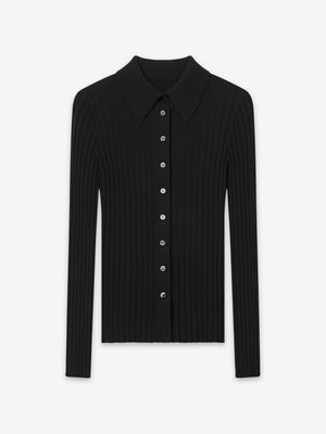 A Brand Collective Newport Button Up Long Sleeve Knit Shirt in black made of 100% Good Earth Cotton.