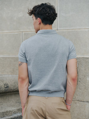 Back view of the grey marle Kyneton regular fit polo A.B.C A BRAND COLLECTIVE breathable 100% Good Earth Cotton