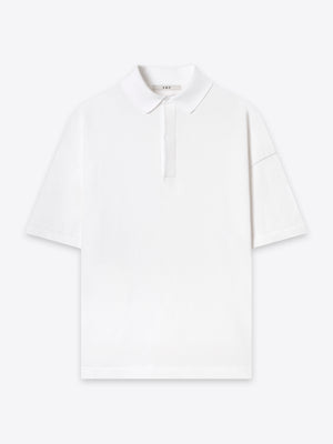 Kyneton Relaxed Fit Knit Polo in white front flat view A.B.C A BRAND COLLECTIVE comfortable everyday wear