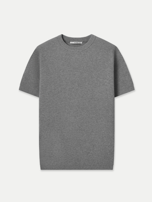 Grey Windsor Waffle Knit Crew Neck Tee A.B.C A BRAND COLLECTIVE with a sophisticated waffle knit edge.