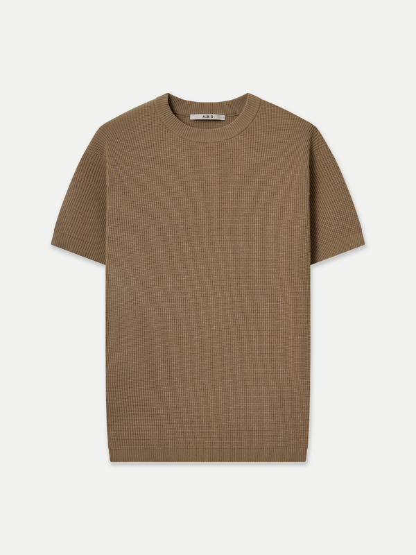 Mocha Windsor Waffle Knit Crew Neck Tee A.B.C A BRAND COLLECTIVE offering a timeless and refined look.