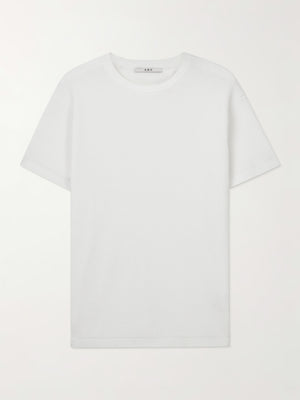 White Windsor Waffle Knit Crew Neck Tee A.B.C A BRAND COLLECTIVE in breathable cotton waffle texture.