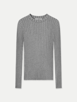 Grey Newport Wide Rib Crew Neck Long Sleeve Knit Top A.B.C A BRAND COLLECTIVE for durable everyday wear
