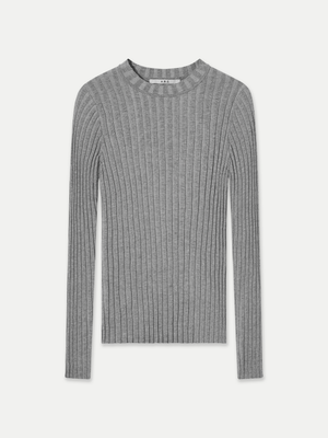Grey Newport Wide Rib Crew Neck Long Sleeve Knit Top A.B.C A BRAND COLLECTIVE for durable everyday wear
