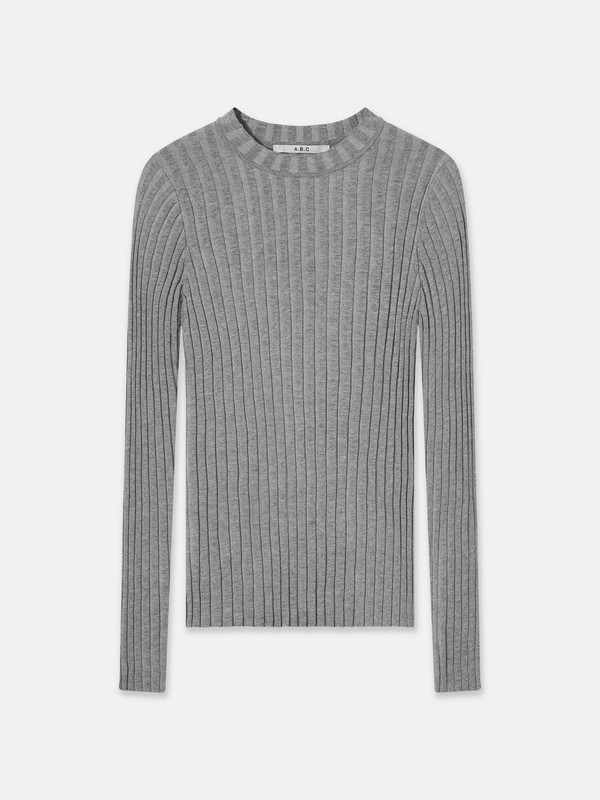 Grey Newport Wide Rib Crew Neck Long Sleeve Knit Top A.B.C A BRAND COLLECTIVE for durable everyday wear