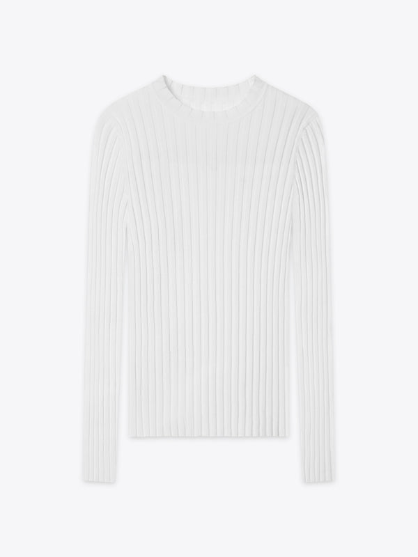 White Newport Wide Rib Crew Neck Long Sleeve Knit Top A.B.C A BRAND COLLECTIVE with a polished finish