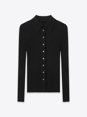 A Brand Collective Newport Button Up Long Sleeve Knit Shirt in black made of 100% Good Earth Cotton.