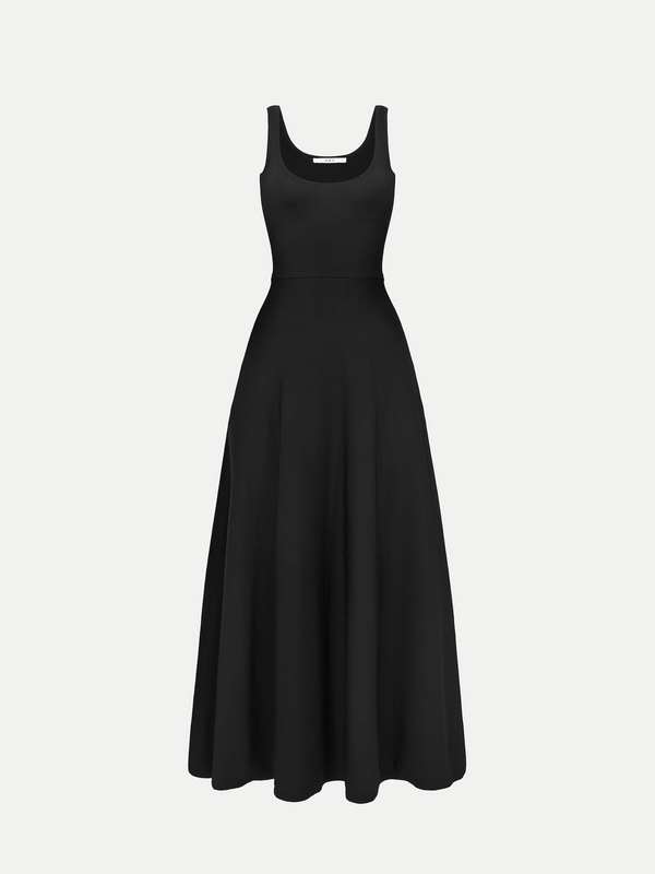 Black Fawkner Jersey Knit Maxi Dress from A.B.C A BRAND COLLECTIVE featuring a scoop neck and flowing silhouette.