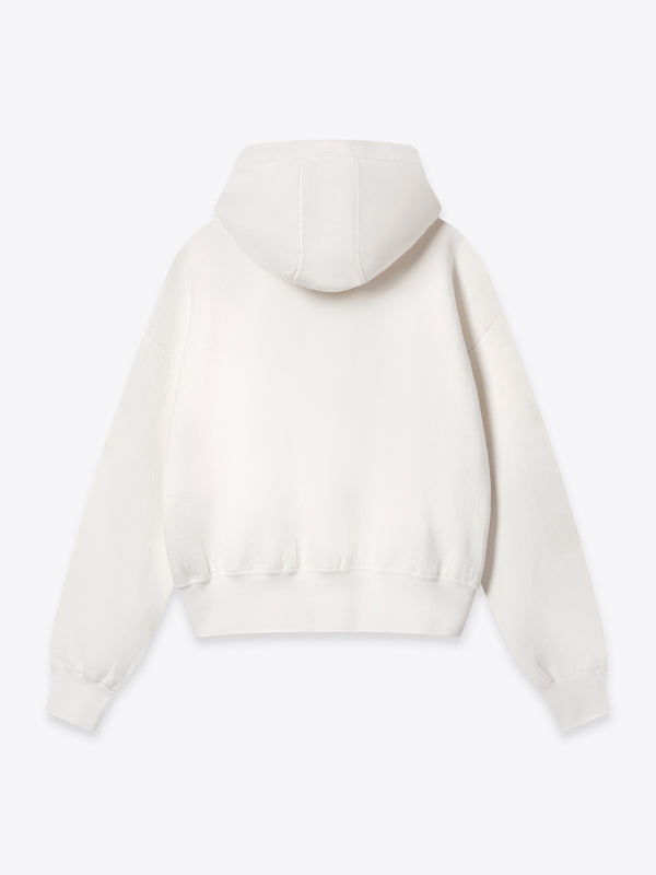 A.B.C A BRAND COLLECTIVE Kyneton Hoodie ivory back view highlighting the clean minimal finish and dropped shoulder design 100% Cotton