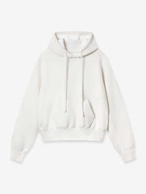 A.B.C A BRAND COLLECTIVE Kyneton Hoodie front view in ivory showing the relaxed cropped cut and thick drawstring hood 100% Cotton