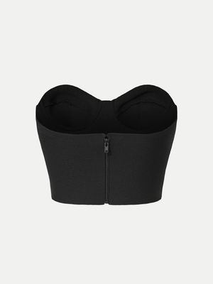 Back view of the black A.B.C A BRAND COLLECTIVE bustier highlighting the contemporary design.