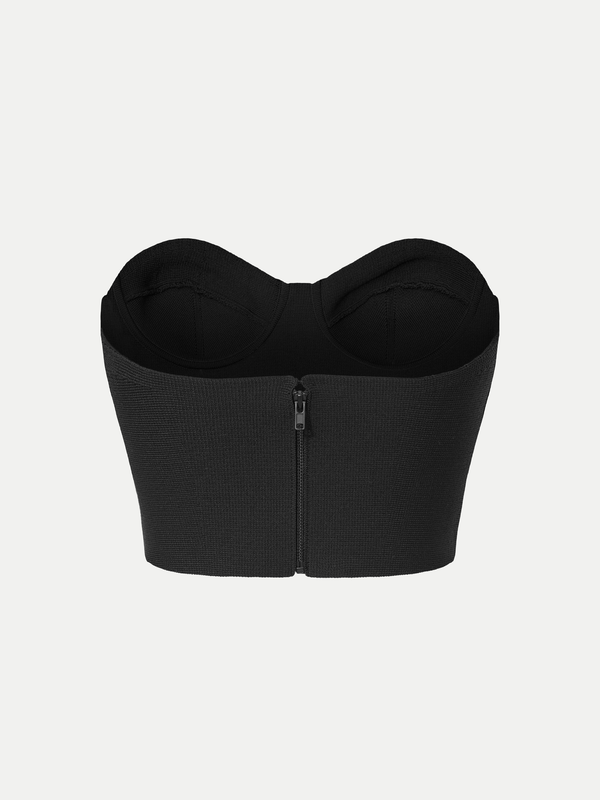 Back view of the black A.B.C A BRAND COLLECTIVE bustier highlighting the contemporary design.