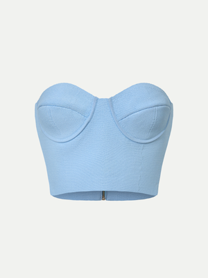 Blue Fawkner Milano Knit Bustier from A.B.C A BRAND COLLECTIVE with a structured sweetheart neckline.