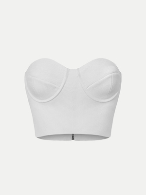 Classic white Fawkner Milano Knit Bustier by A.B.C A BRAND COLLECTIVE for sophisticated layering.