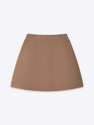 Beige Fawkner Milano Knit Mini Skirt from A.B.C A BRAND COLLECTIVE in a refined neutral tone.