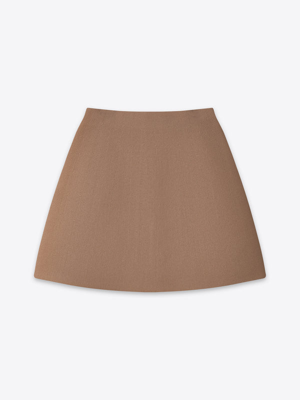 Beige Fawkner Milano Knit Mini Skirt from A.B.C A BRAND COLLECTIVE in a refined neutral tone.