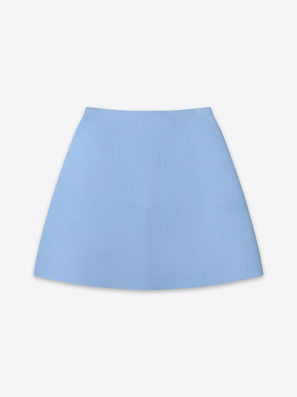 Blue Fawkner Milano Knit Mini Skirt from A.B.C A BRAND COLLECTIVE featuring a refined texture.