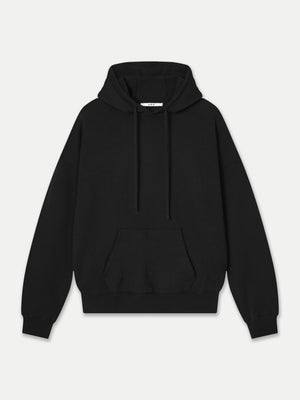 A.B.C A BRAND COLLECTIVE Kyneton Hoodie classic black knit version featuring tonal drawstrings and a relaxed shape 100% Good Earth Cotton