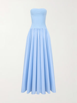 Blue Ballina Strapless Dress by A.B.C A BRAND COLLECTIVE featuring a sleek modern silhouette.