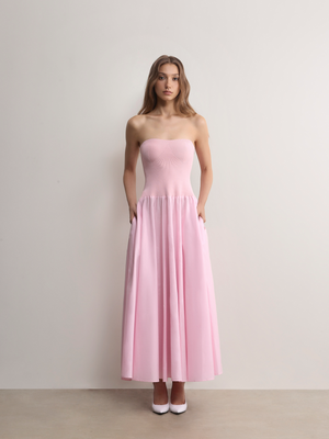 Dress up with items from A.B.C A BRAND COLLECTIVE like this timeless pink Ballina Strapless Dress.