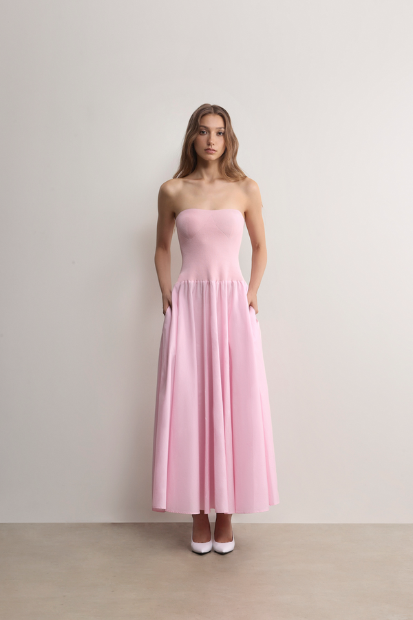 Dress up with items from A.B.C A BRAND COLLECTIVE like this timeless pink Ballina Strapless Dress.