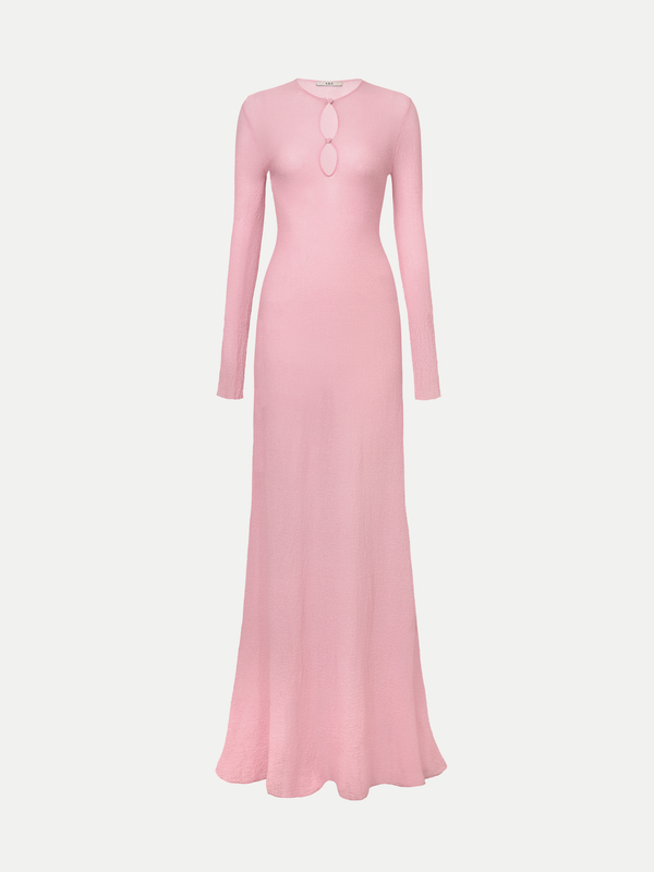 A.B.C A BRAND COLLECTIVE Rosebery dress in pink with a modern keyhole detail and elegant long sleeves for a polished silhouette