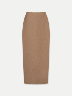 Milano Knit Pencil Skirt in Beige front flat view A.B.C A BRAND COLLECTIVE premium Milano knit